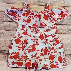 Janie & Jack Floral Cold Shoulder Romper Girls Size 12-18 Months